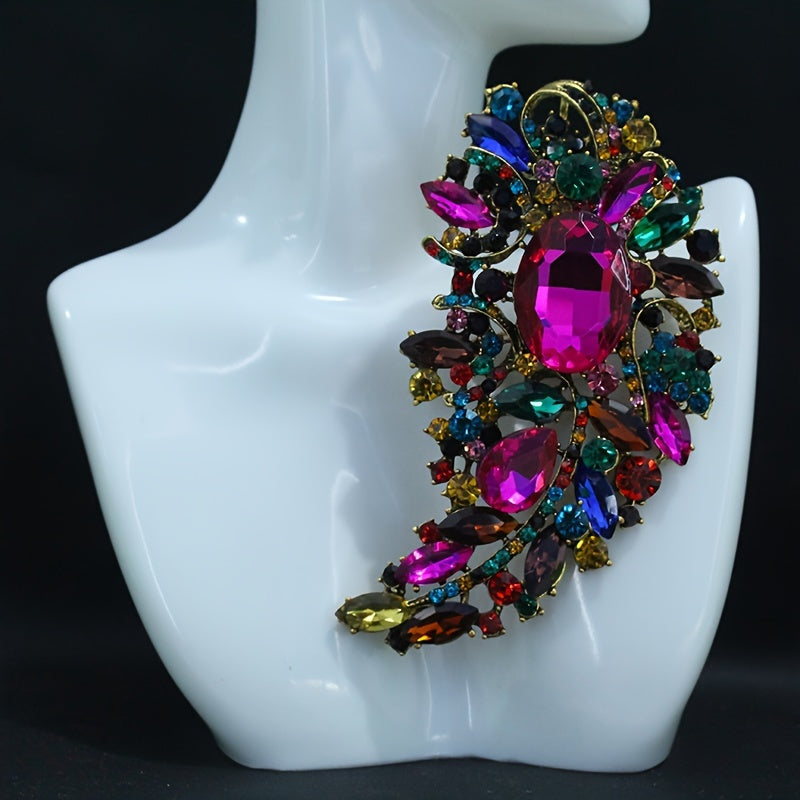 Retro Crystal Rhinestone Chest Flower Brooch Pin for Weddings