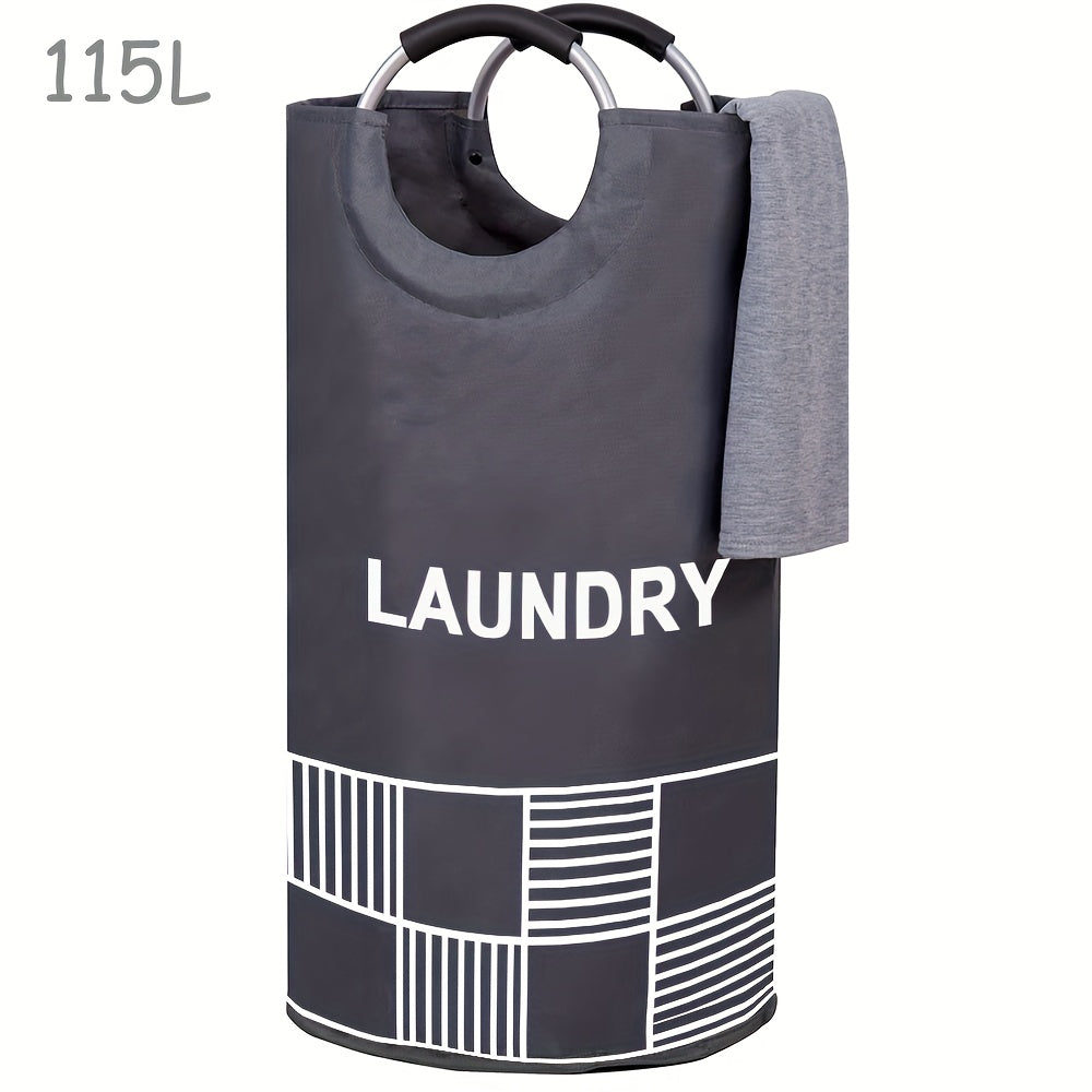 Waterproof Laundry Basket with Padded Handles 82L Collapsible Storage for Bathroom Dorm Balcony