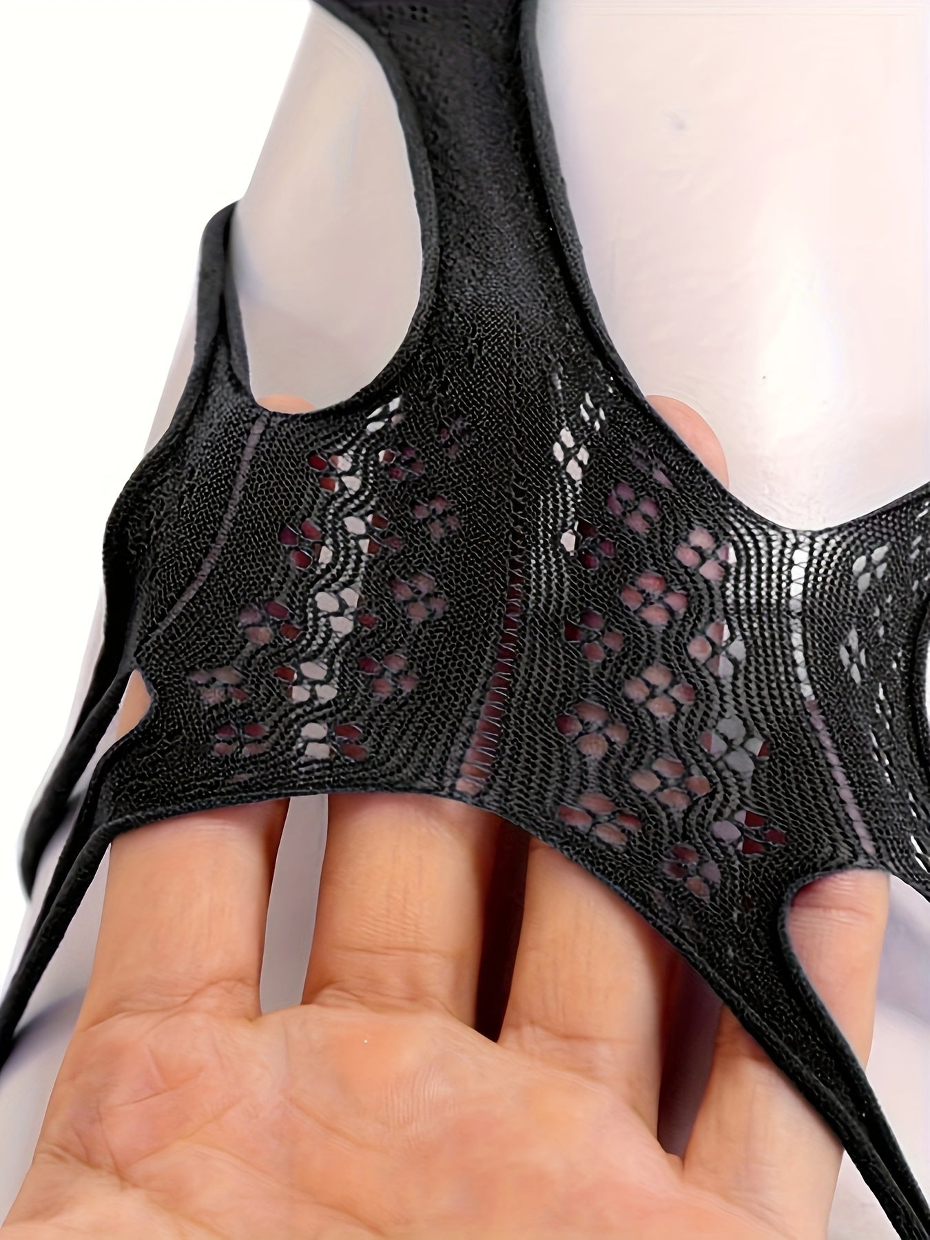 Women's Lingerie Set Bodysuit with Nipple Pads and Eye Mask Nylon Solid Color Hollow Detail