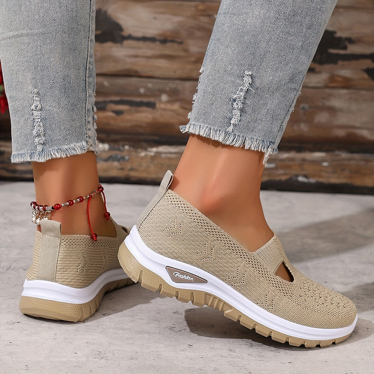 Women’s Casual Slip-On Sneakers Breathable Fabric Summer Beach Shoes