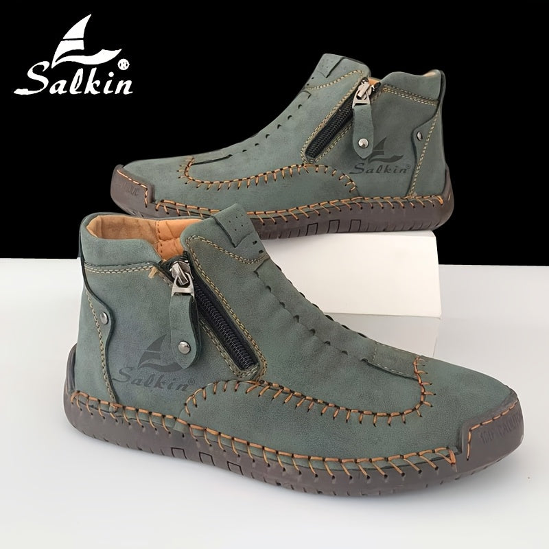 Women's Leather Short Boots Casual Outdoor Flat Booties