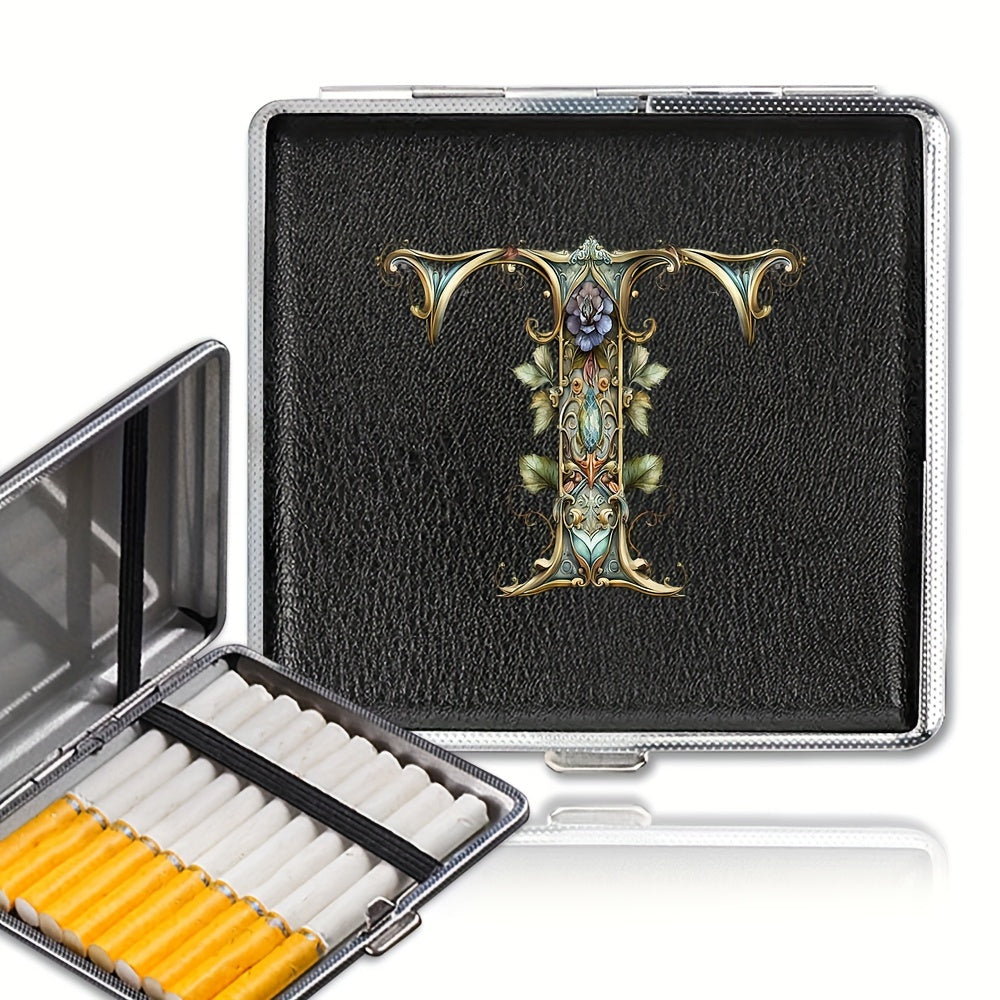 Unisex zanglamaydigan po'latdan yasalgan sigareta qutisi, 20 ta sigareta uchun, gul naqsh bilan