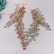 Double-Headed Hair Comb Pendant with Champagne Rhinestones Jewelry Accessory