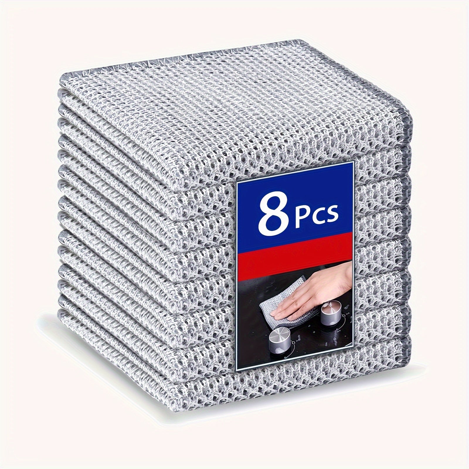 Mesh Microfiber Cleaning Cloths Pack of 8-32 Low Lint Space Design for Kitchen Bathroom Bedroom