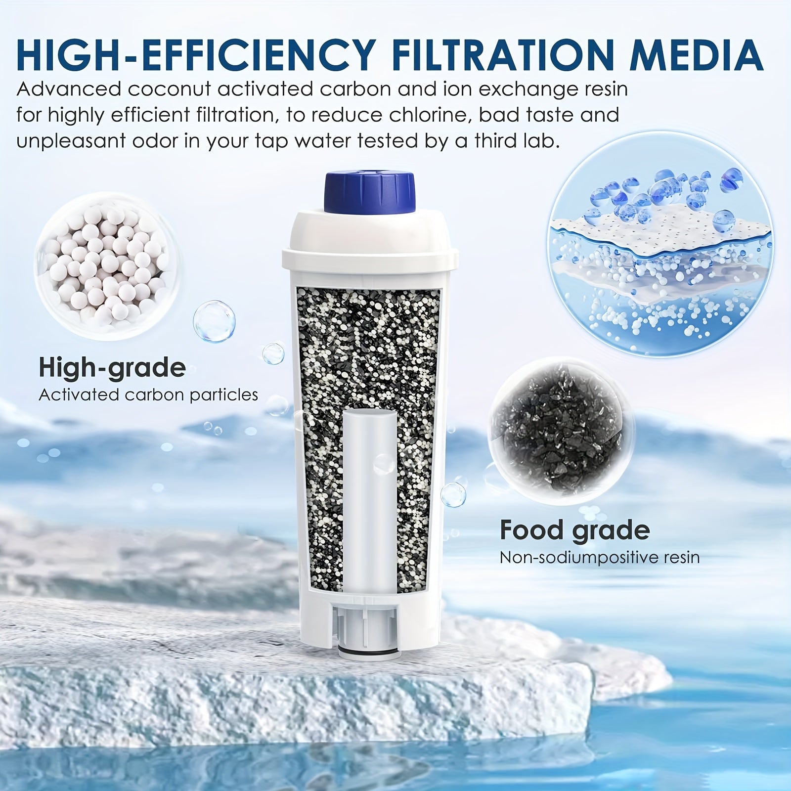 3 dona Qahva mashinasi filtri, Faollashtirilgan karbon bilan, ECAM ETAM BCO bilan mos keladi