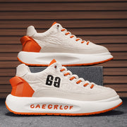 Men's Large Size Chinese Style Dad Sneakers with Thick Rubber Sole Elastic Band Closure Faux Upper Fabric Lining Casual Sports