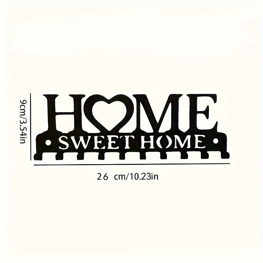 Black Metal Wall Hook Organizer with Decorative Hooks for Coats Hats and Entryway Storage