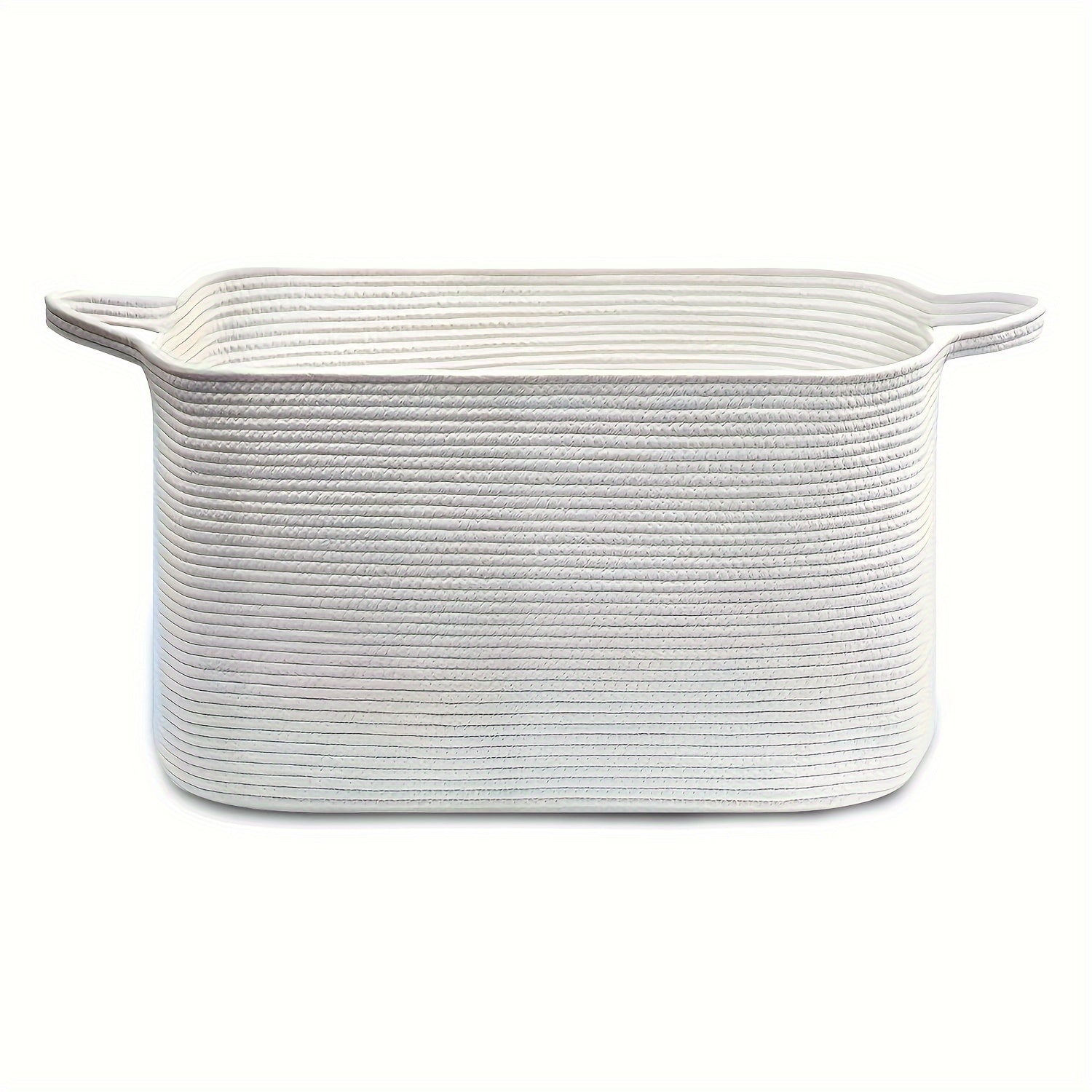 55L Kulrang Arqon To'qilgan Saqlash Savati Qo'llari Bilan - Bolalar uchun ko'p maqsadli o'yinchoq tashkilotchisi, kir, yashash xonasi, bolalar xonasi va yotoqxona - Mustahkam linen aralashmasi, 48.01 sm x 34.04 sm x 11, to'shakka joylashadigan saqlash.