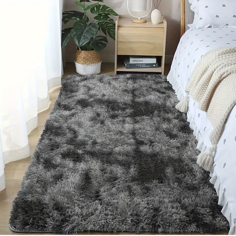 Polyester Tie-Dye Long Pile Area Rug for Bedroom and Living Room Small Size