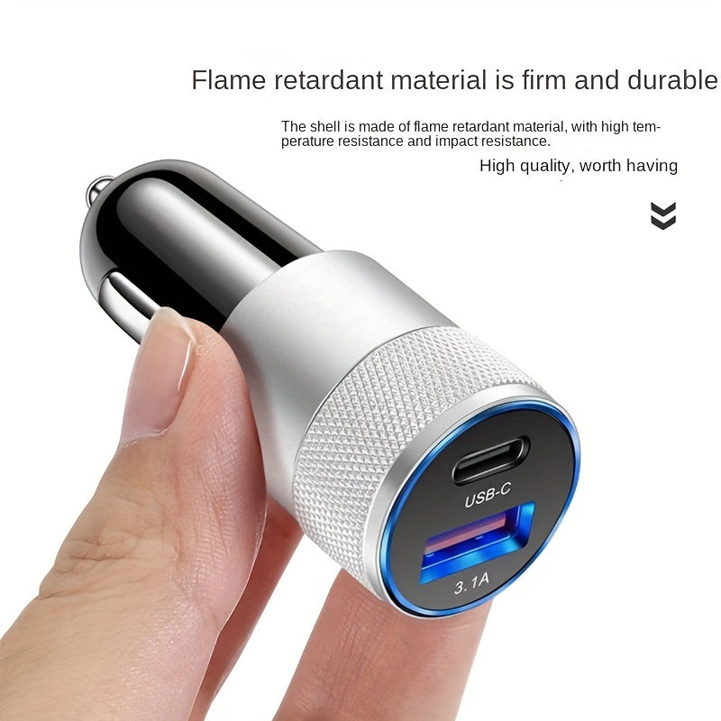 Car Phone Charger Aluminum Alloy Fast Charging USB PD for Mobile Devices