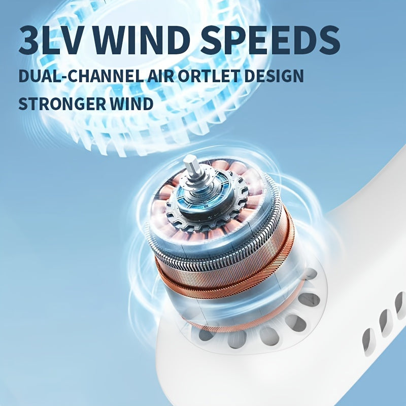 Adjustable Silicone Neck Fan with USB Charging Digital Display Lightweight Cooling Fan