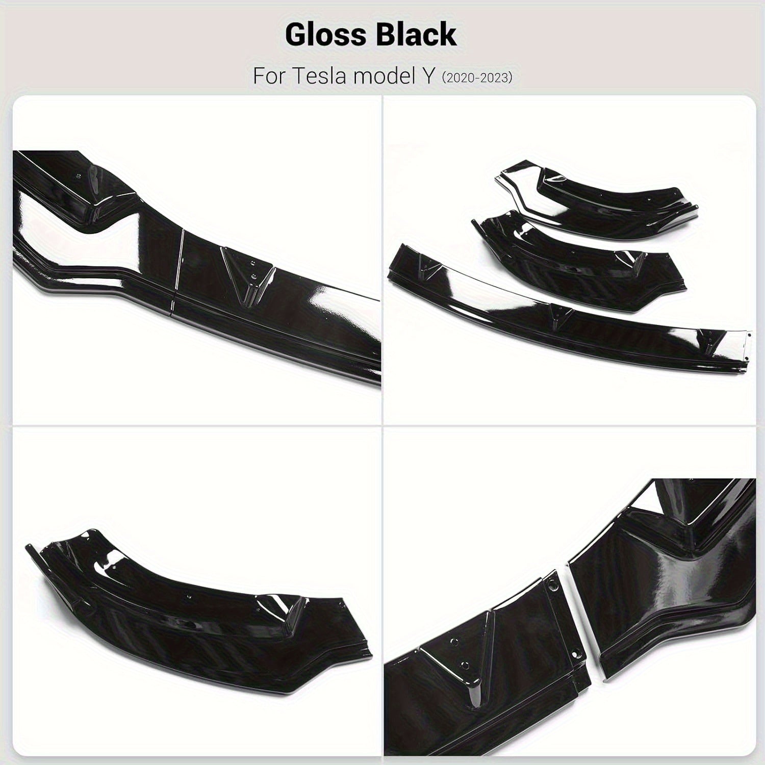 Front Lip Spoiler for Tesla Model Y 2020-2023 Black Front Bumper Splitter