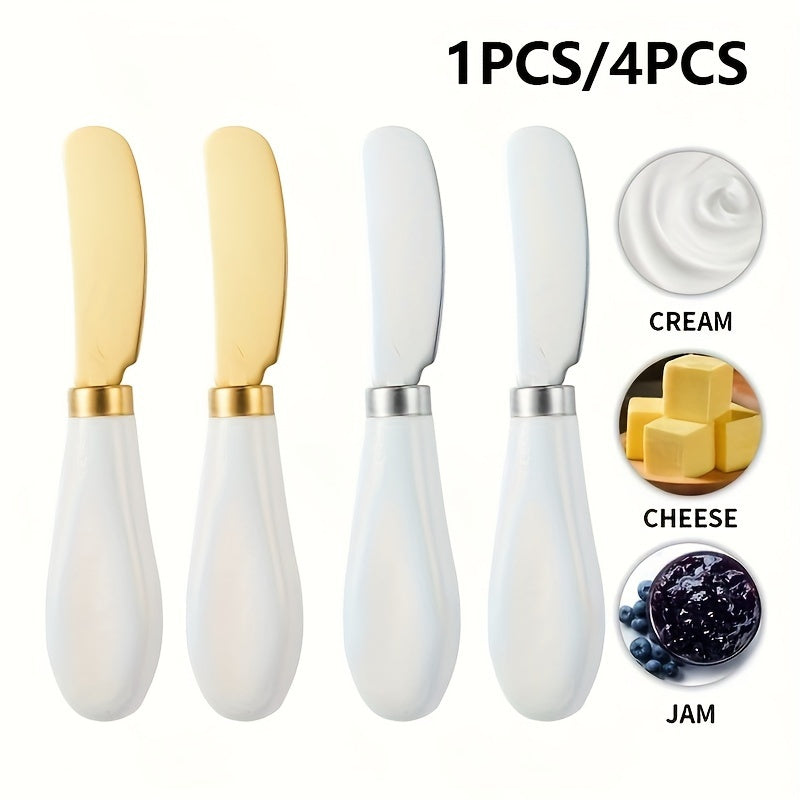 Stainless Steel Cheese Knife Set with Ceramic Handles for Spreading and Cutting Bread