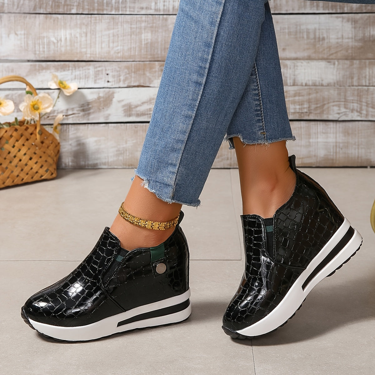 Women’s Casual Slip-On Sneakers Faux Low-Top Walking Shoes Rubber Sole