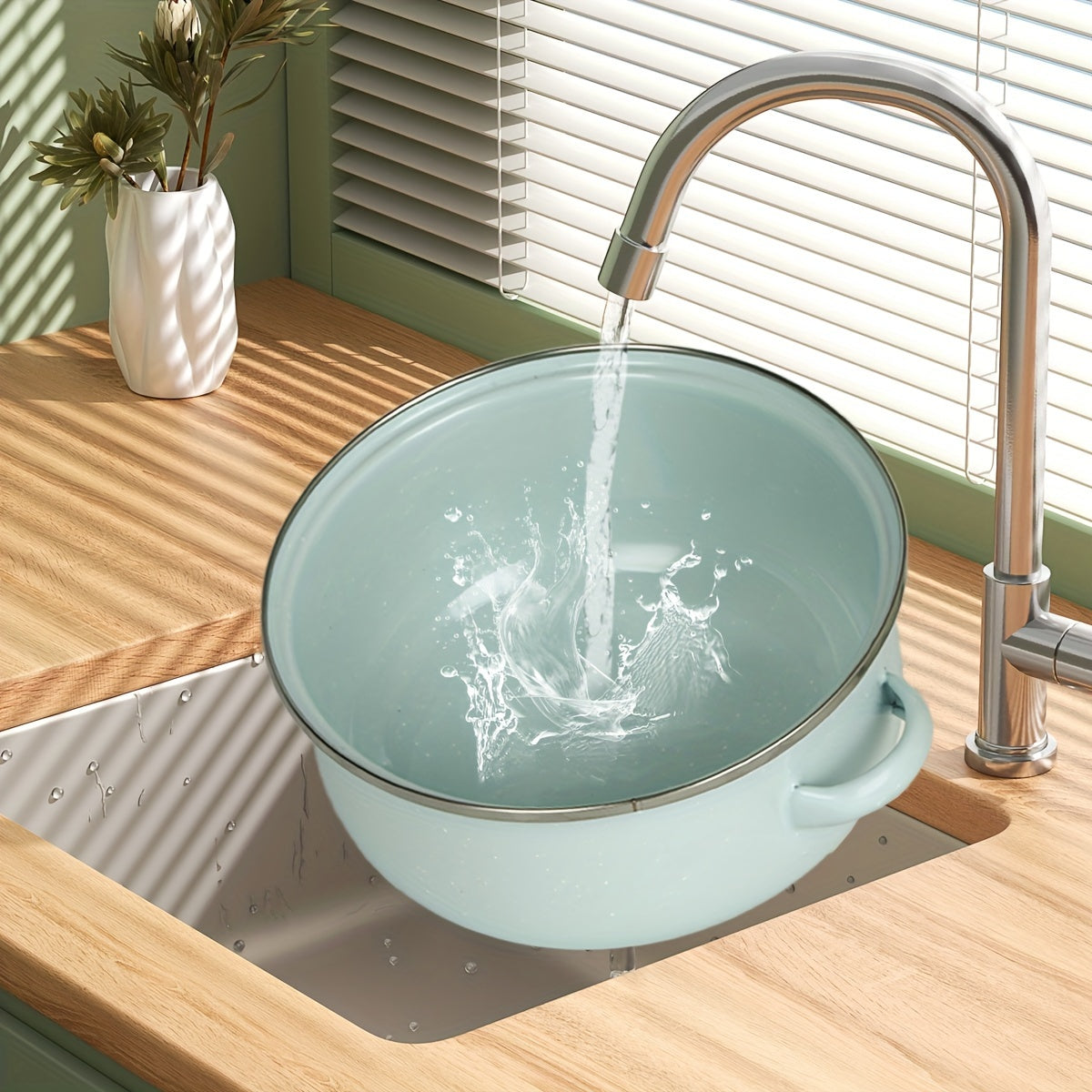 Enamel Cookware Set 3 Pieces with Lids Lightweight Portable for Cooking and Stewing