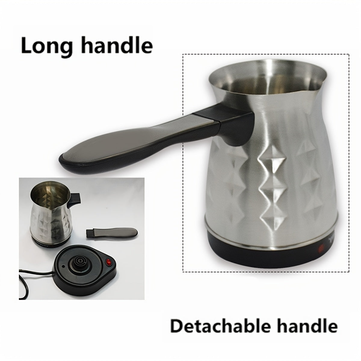 Cafetera compacta de acero inoxidable 600W 500ml eléctrica para espresso, té, leche