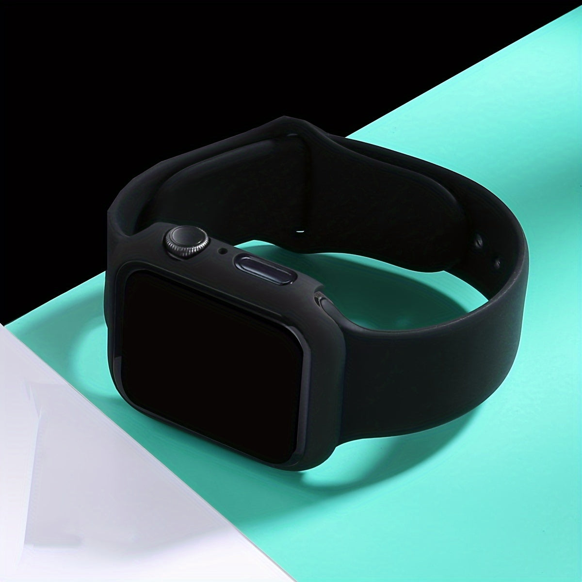 Silicone Watch Strap and Tempered Glass Case Set for Men Women Compatible with Apple Watch Series 38mm 40mm 41mm 42mm 44mm 45mm 49mm