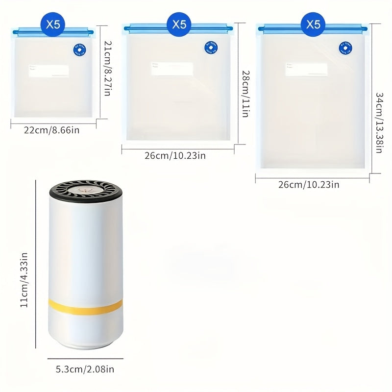 Handheld Vacuum Sealer USB Rechargeable with 800mAh Battery and 10 Food Storage Bags