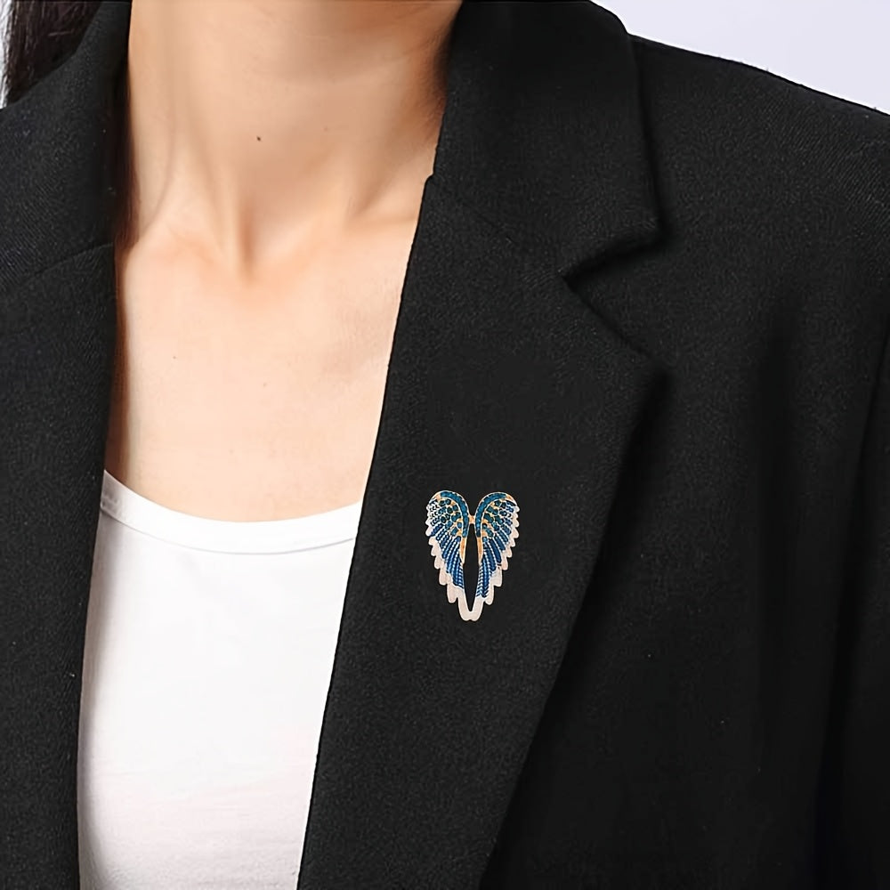 3-Piece Rhinestone Wing Brooch Set Enamel Lapel Pins for Gifts and Formal Events
