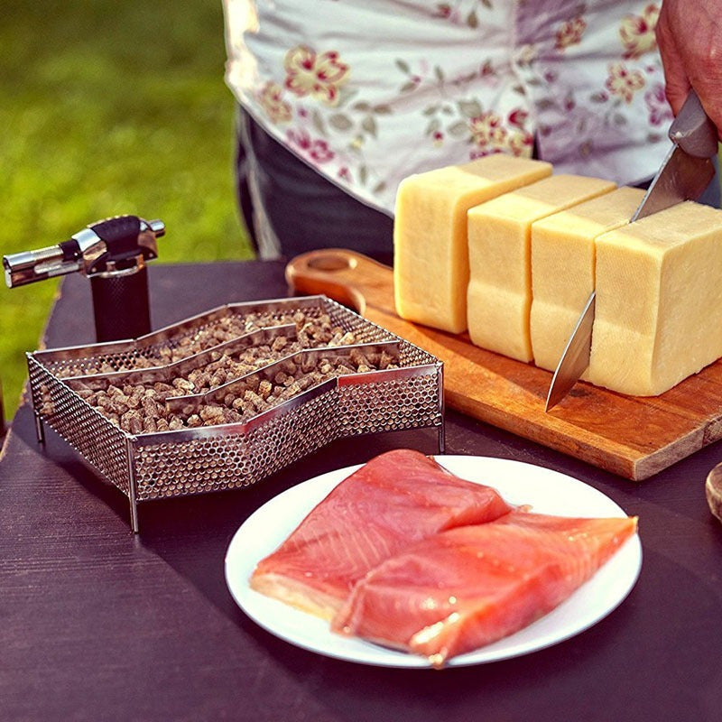 Stainless Steel Smoking Rack for Wood Pellet Grills Silver Non-Electric with Brush