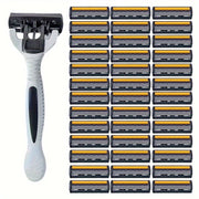 Men's Manual Razor Stainless Steel Blades Non-Slip Handle for Beard and Mustache Grooming