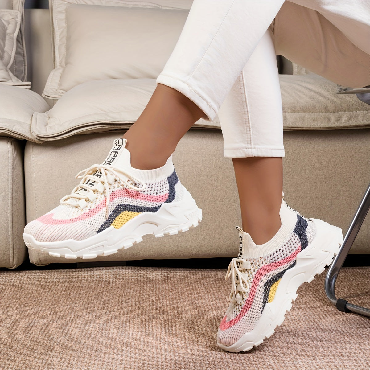 Women's Mesh Platform Sneakers Casual Low Top Tennis Shoes Plus Size