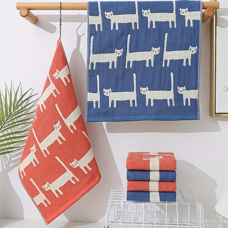 Cartoon Cat Cotton Bath Towels in Various Sizes for Bathroom and Christmas Gifts