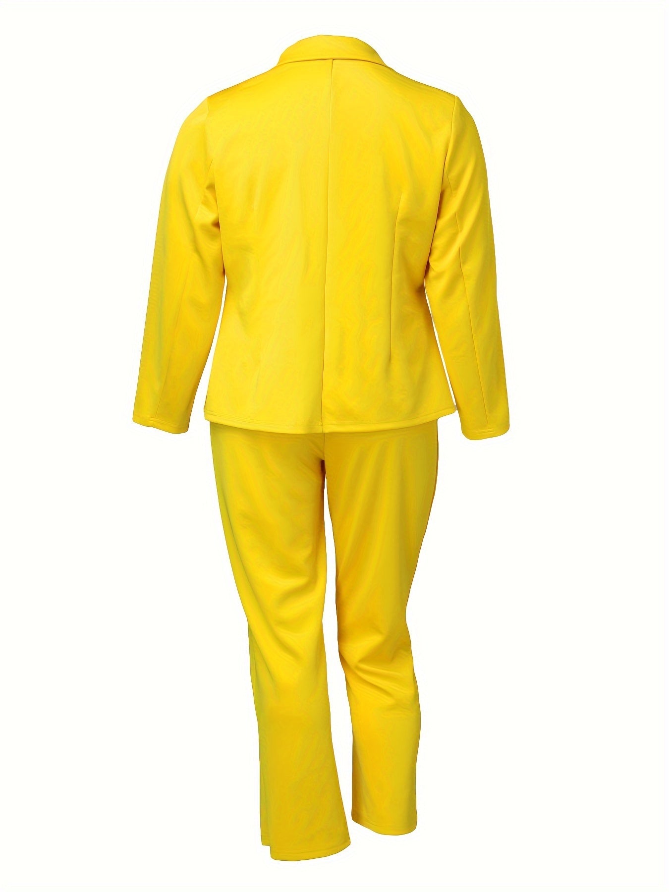 Plus Size Women's Solid Color Suit Set Blazer and Pants Office Wear