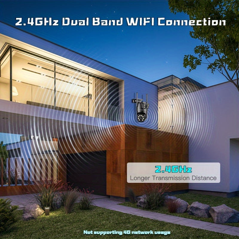 Dual-Lens WiFi Security Camera 720P HD Night Vision Motion Detection Two-Way Audio Outdoor