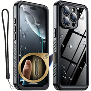 Waterproof iPhone 16 Case Shockproof TPU Back Screen Protector Lanyard Dust Snow Resistant