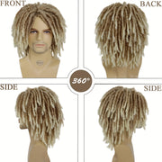 Stylish Ombre Brown Afro Bob Wig for Men Synthetic Dreadlocks Heat Resistant