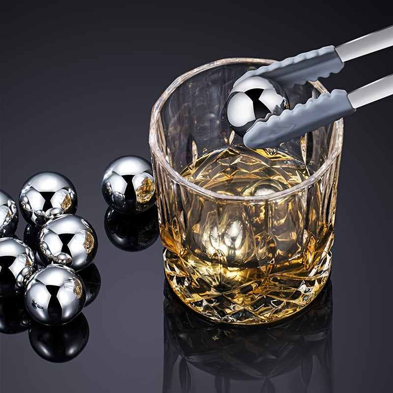 Set of 8 Stainless Steel Ice Ball Makers 25mm Quick-Freeze Spheres for Whiskey and Wine
