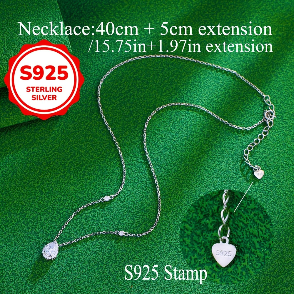 Eng yaxshi tanlov - 925 sterling kumushda elegant suv tomchisi shaklidagi kubik zirkoniya bilaguzuk va quloq uzuklari to'plami - gippoallergen va qizlar, ayollar, tug'ilgan kunlar, bayramlar, prom kechalari va kundalik kiyimlar uchun mukammal