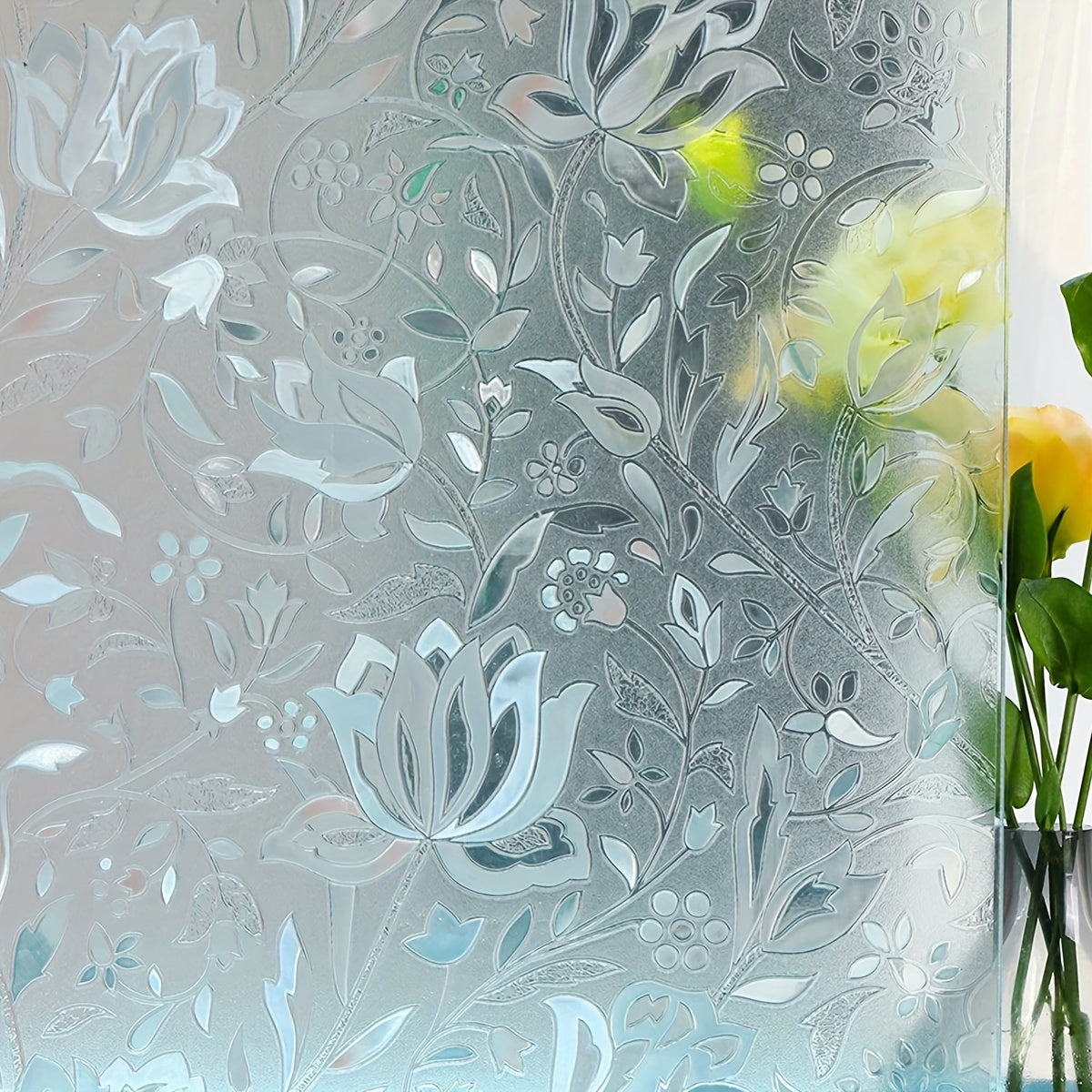 Tulip Glass Decal Roll Modern Floral Privacy Window Film Frosted PVC