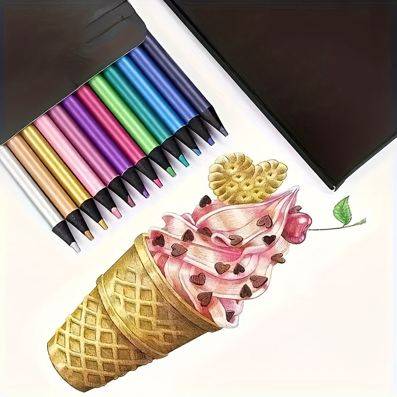 12-шт. набор цветных металлических карандашей для рисования и раскрашивания книг для взрослых.