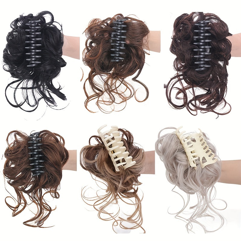 Women's Synthetic Hair Bun Claw Clip for Updos and Styling