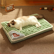 Green Cat Bed with Memory Foam, Washable Nylon Mat, Heart-Shaped Pillow