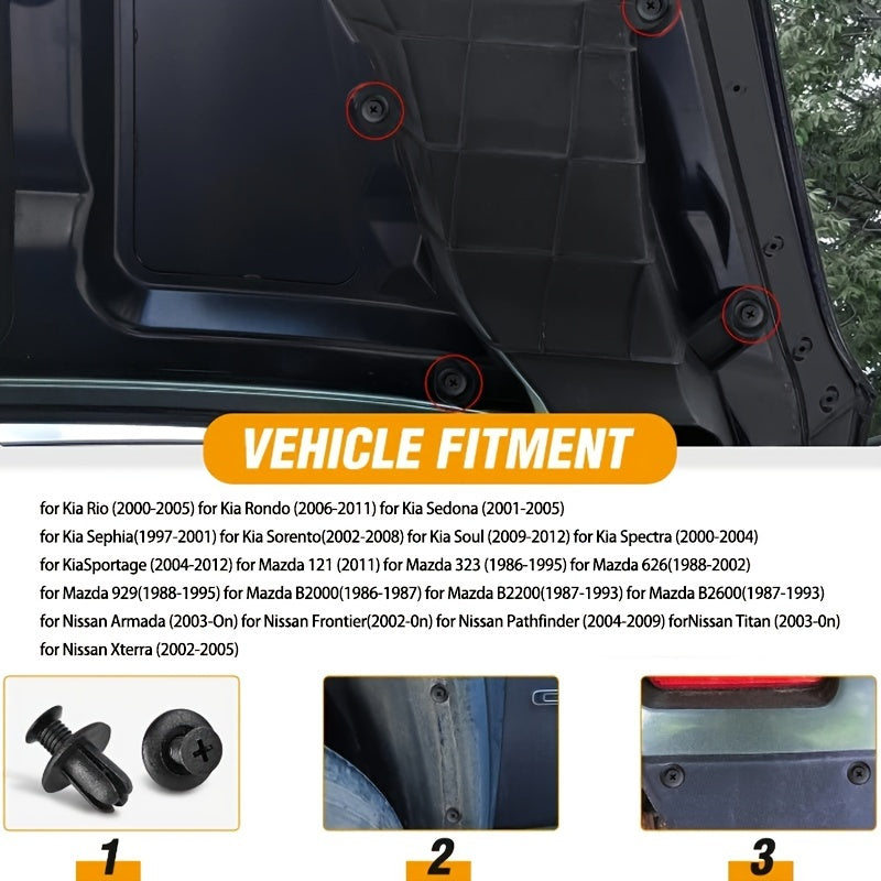 Universal Plastic Car Fastener Clips Tray of 30/100 Automotive Interior Trunk Retainers