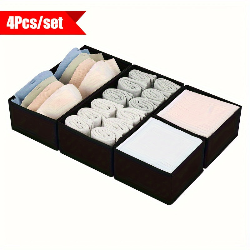 Set of 4 Fabric Drawer Organizers for Baby Clothes Socks Belts Ties Storage