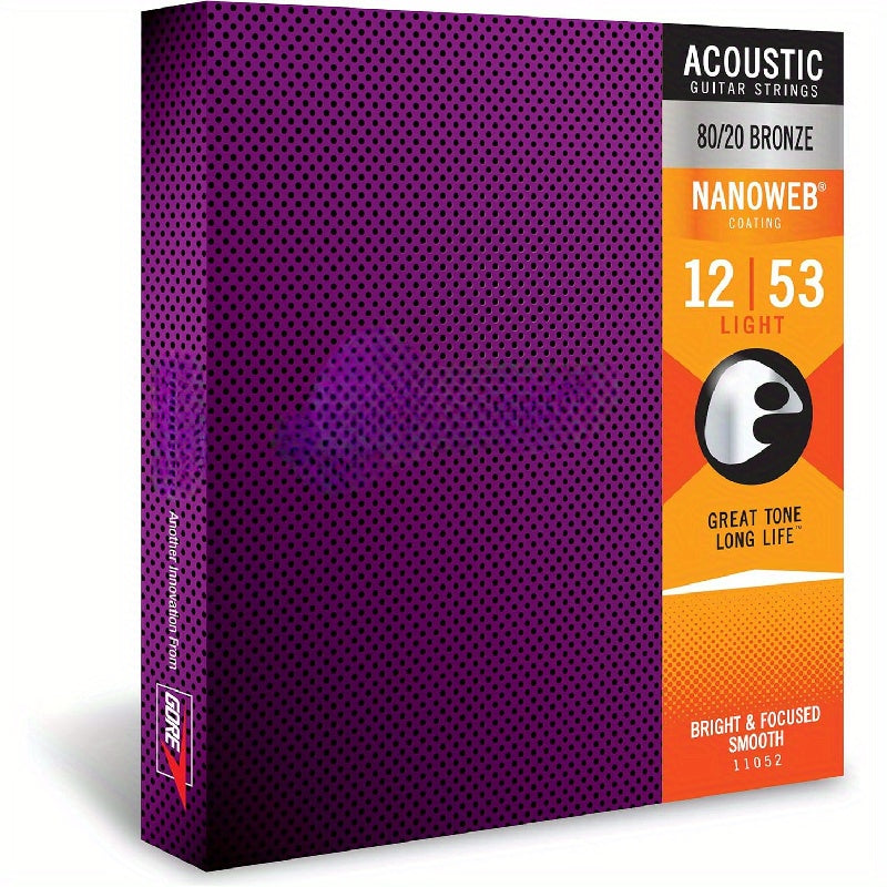 Acoustic Guitar Strings 80/20 Bronze NANOWEB Coated Light 12-53 6-String Set