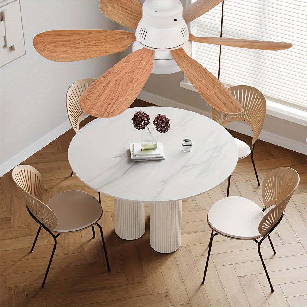 Wood Grain Ceiling Fan with LED Light Remote Control for Bedrooms Kitchens Living Rooms