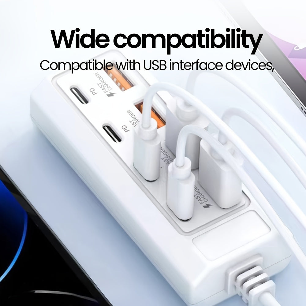 8-Port USB Hub with 4 USB and 4 Power Delivery Ports 25W Fast Charging for Laptops Tablets and Smartphones
