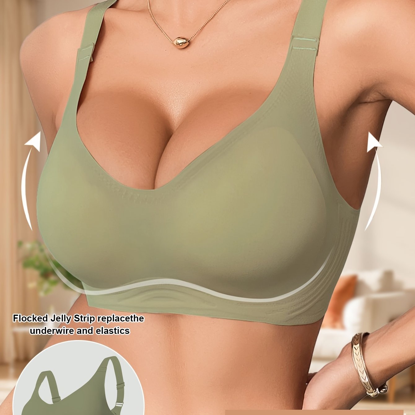Women's Wireless Bra Full Coverage Polyamide Elastane Solid Color Knit Fabric Removable Pads