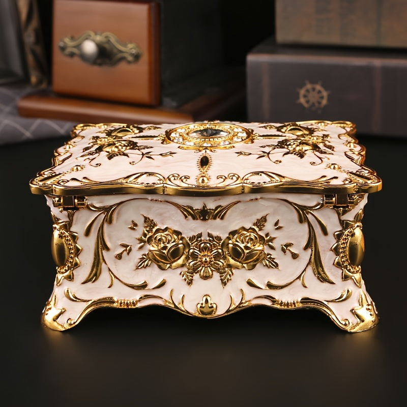 Металлическая шкатулка для хранения украшений с ретро-дизайном для ожерелий, серег, колец