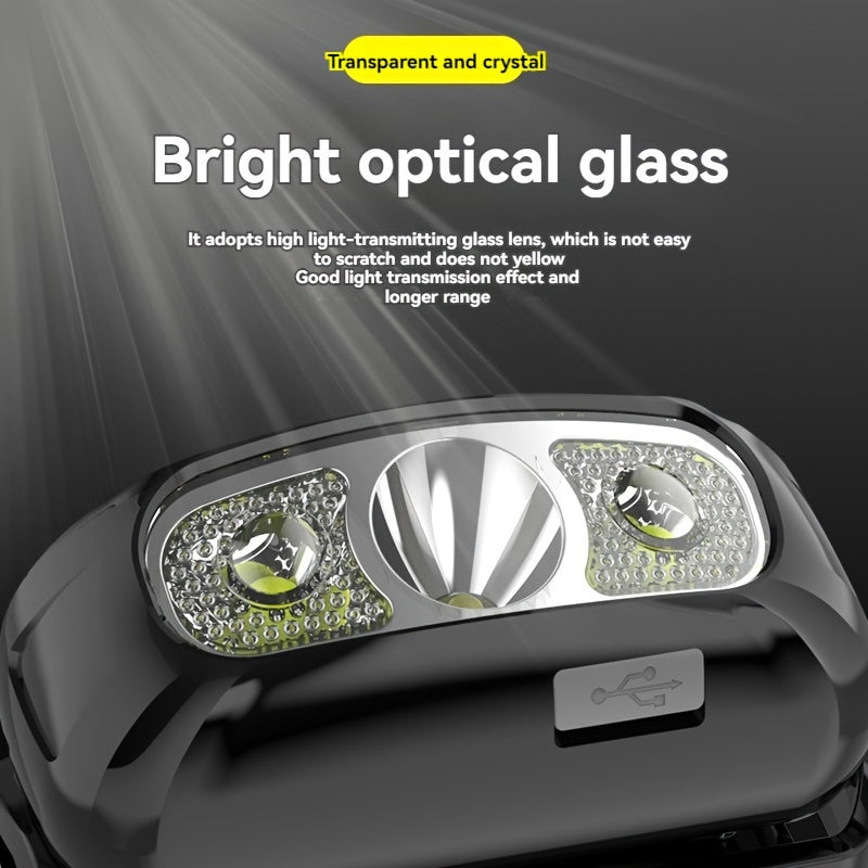 Rechargeable USB Headlamp with Bright LED Sensor for Camping and Search