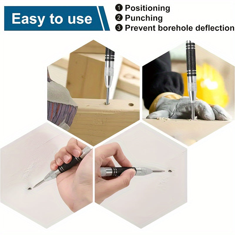 Автоматический центрирующий ударник для тяжелых условий с 2 дополнительными сверлами, регулируемым натяжением, из нержавеющей стали