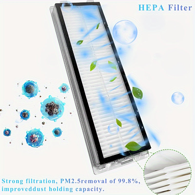 Комплект аксессуаров для робота-пылесоса Xiaomi X10+/X20+ включает в себя роликовую щетку, боковую щетку, фильтр, мопы и мешки для пыли.