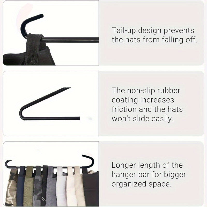Portable Hat Holder Black Metal Plastic Space Saving Closet Organizer