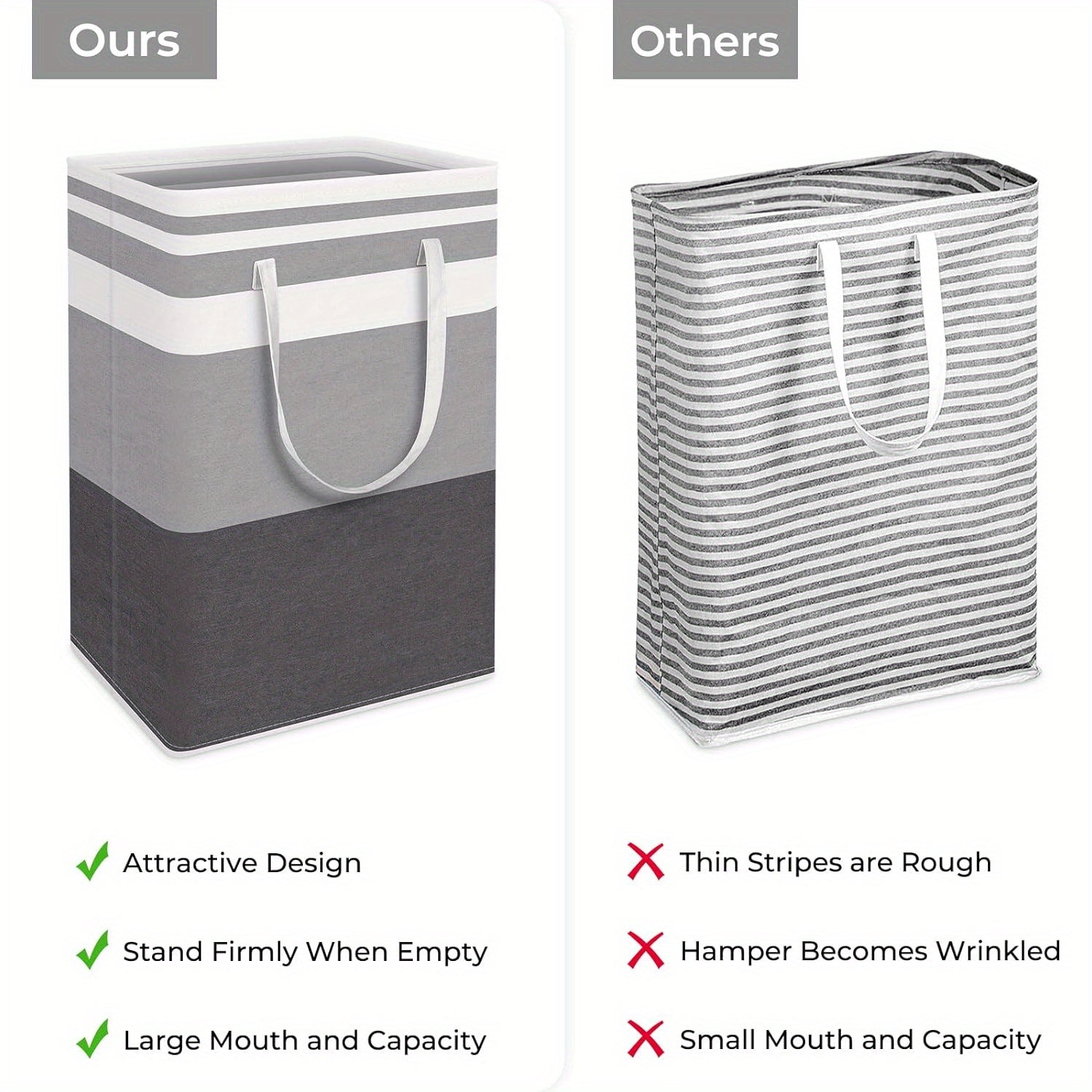 Grey Laundry Basket with Waterproof Waterproof and Freestanding Design 75L Capacity