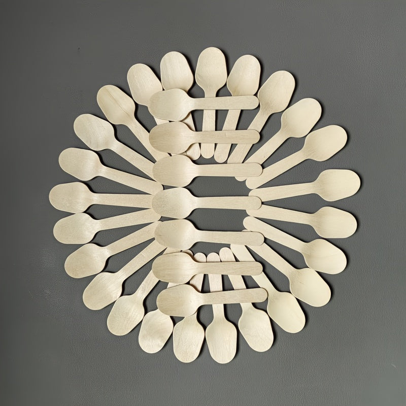 50 ta Bir foydalaniladigan yog'och ta'm sinov qoshiqchalari 8.51 sm Biodegradable shirinliklar va ta'm sinovlari uchun